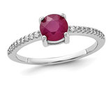 1.50 Carat (ctw) Ruby and White Topaz Ring in Sterling Silver